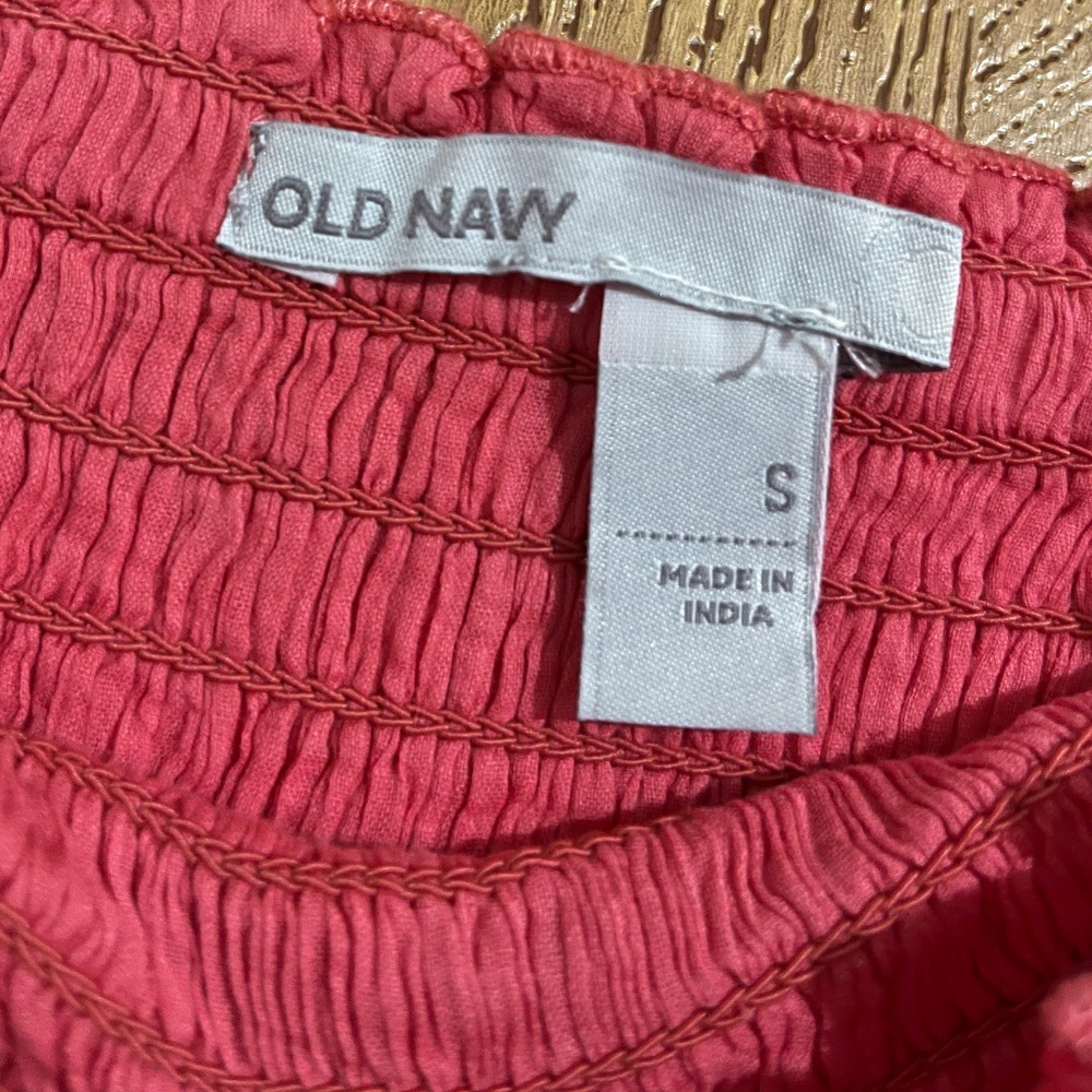 Old Navy Women’s Vibrant Coral Red Elastic Smocked Waist 3-Tier Maxi Skirt Sz-S - Picture 4 of 6